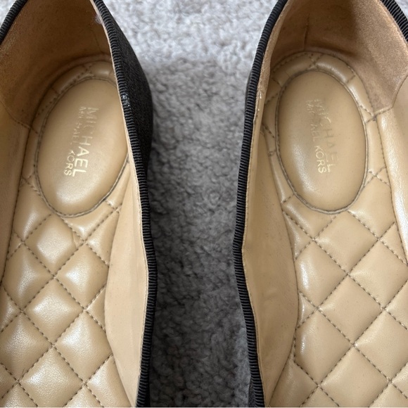 Michael Kors Alice Ballet Flats Brown Logo Print w/ Lock Charm & Bow - Picture 4 of 10